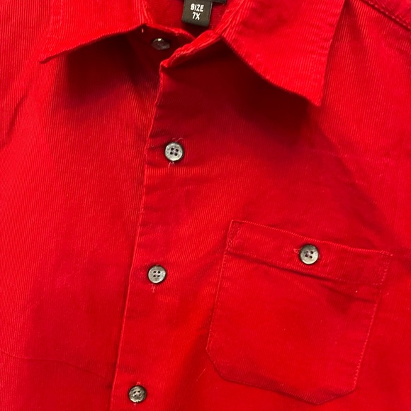 Claiborne Red Corduroy Button Down Shirt, Size 7X - Picture 7 of 8
